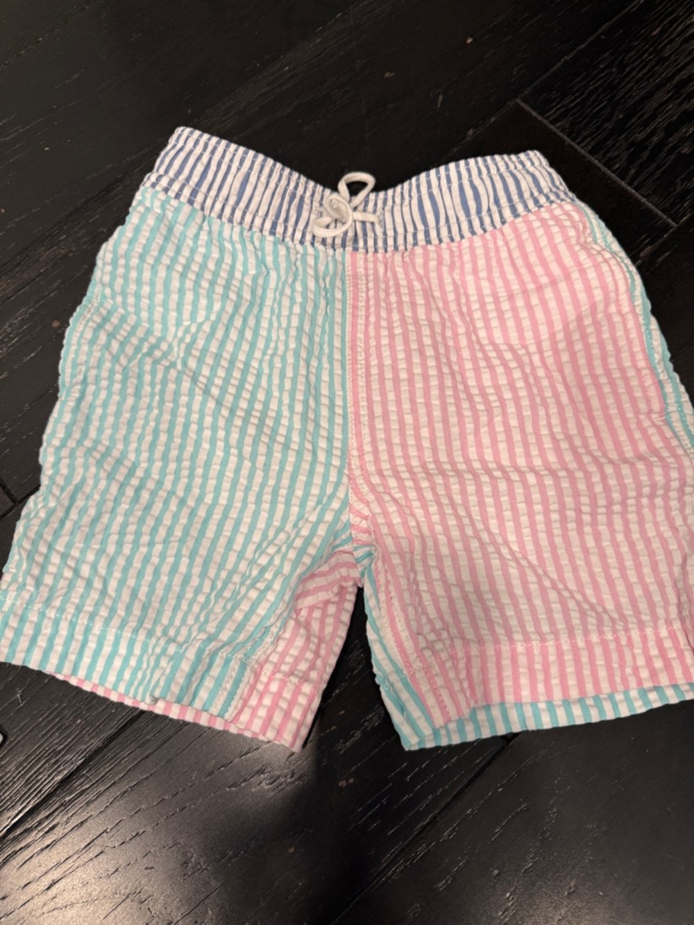 Crew cuts Kids Colorblock Seersucker Shorts in Pink & Light Blue 5